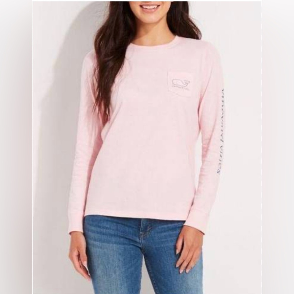 Vineyard women’s size L long sleeve T-shirt,logo on back, front chest pocket